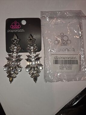 paparazzi Silver Clear Crystal Chandelier Earrings